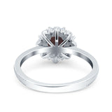 Art Deco Round Natural Stone Floral Ring