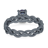 Oval Natural Stone Braided Solitaire Ring