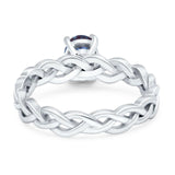 Oval Natural Stone Braided Solitaire Ring