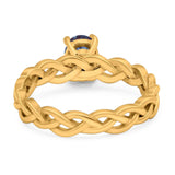 Oval Natural Stone Braided Solitaire Ring