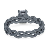Oval Natural Stone Braided Solitaire Ring