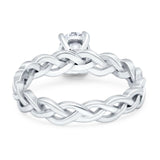 Oval Natural Stone Braided Solitaire Ring