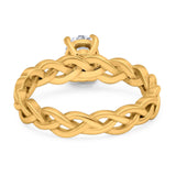 Oval Natural Stone Braided Solitaire Ring