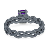 Oval Natural Stone Braided Solitaire Ring