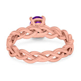 Oval Natural Stone Braided Solitaire Ring
