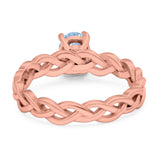 Oval Natural Stone Braided Solitaire Ring