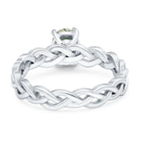 Oval Natural Stone Braided Solitaire Ring