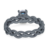 Oval Natural Stone Braided Solitaire Ring