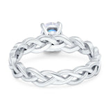 Oval Natural Stone Braided Solitaire Ring