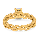 Oval Natural Stone Braided Solitaire Ring