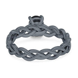 Oval Natural Stone Braided Solitaire Ring