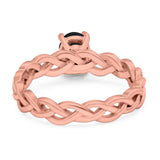 Oval Natural Stone Braided Solitaire Ring