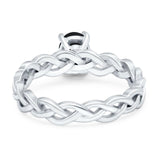 Oval Natural Stone Braided Solitaire Ring