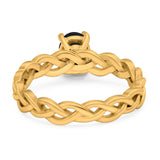 Oval Natural Stone Braided Solitaire Ring