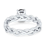 Oval Natural Stone Braided Solitaire Ring