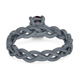 Oval Natural Stone Braided Solitaire Ring