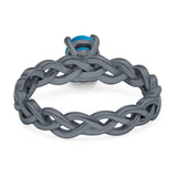 Oval Natural Stone Braided Solitaire Ring
