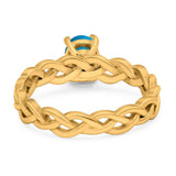 Oval Natural Stone Braided Solitaire Ring
