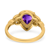 Pear Teardrop Natural Stone Wedding Ring