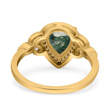 Pear Teardrop Natural Stone Wedding Ring