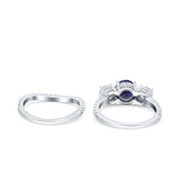 Two Piece Round Natural Stone Trio Ring