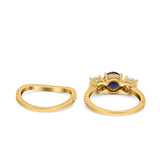Two Piece Round Natural Stone Trio Ring
