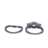 Two Piece Round Natural Stone Trio Ring