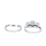 Two Piece Round Natural Stone Trio Ring