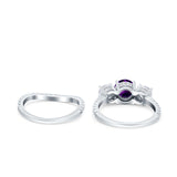 Two Piece Round Natural Stone Trio Ring