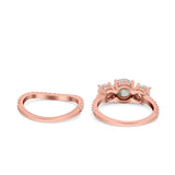Two Piece Round Natural Stone Trio Ring