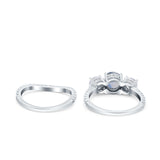 Two Piece Round Natural Stone Trio Ring