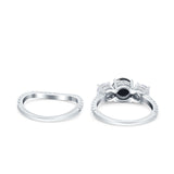 Two Piece Round Natural Stone Trio Ring