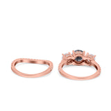 Two Piece Round Natural Stone Trio Ring