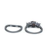 Two Piece Round Natural Stone Trio Ring