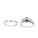 Two Piece Round Natural Stone Trio Ring
