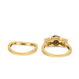 Two Piece Round Natural Stone Trio Ring