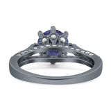 Vintage Style Round Natural Stone Wedding Ring