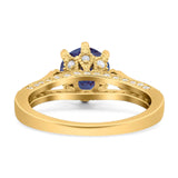 Vintage Style Round Natural Stone Wedding Ring