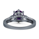 Vintage Style Round Natural Stone Wedding Ring
