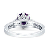 Vintage Style Round Natural Stone Wedding Ring