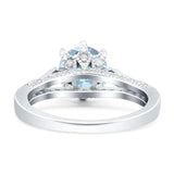 Vintage Style Round Natural Stone Wedding Ring