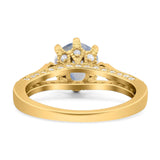 Vintage Style Round Natural Stone Wedding Ring