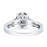 Vintage Style Round Natural Stone Wedding Ring