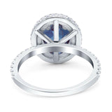 Oval Natural Stone Halo Wedding Ring