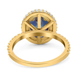 Oval Natural Stone Halo Wedding Ring