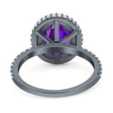 Oval Natural Stone Halo Wedding Ring