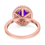Oval Natural Stone Halo Wedding Ring