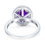 Oval Natural Stone Halo Wedding Ring