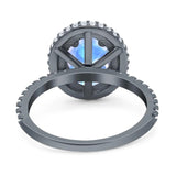 Oval Natural Stone Halo Wedding Ring