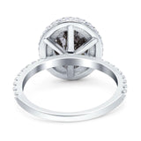 Oval Natural Stone Halo Wedding Ring